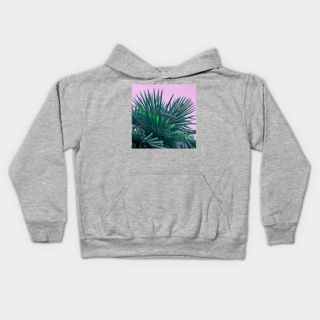 Tropical Palm Tree Leaves Kids Hoodie by EdenLiving